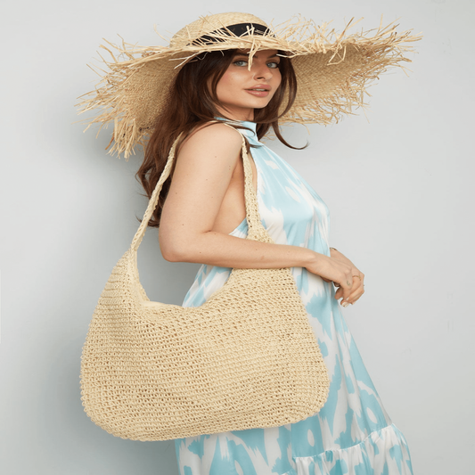 Sommerliche Damen Tasche Maui mit Häkeloptik-Design, praktischem Reißverschluss und geräumiger Innentasche – perfekt für Strand und Stadtbummel