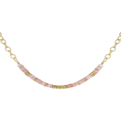 Halskette Rosy | vergoldete Halskette mit rosafarbenen Perlen - MyMommyTools