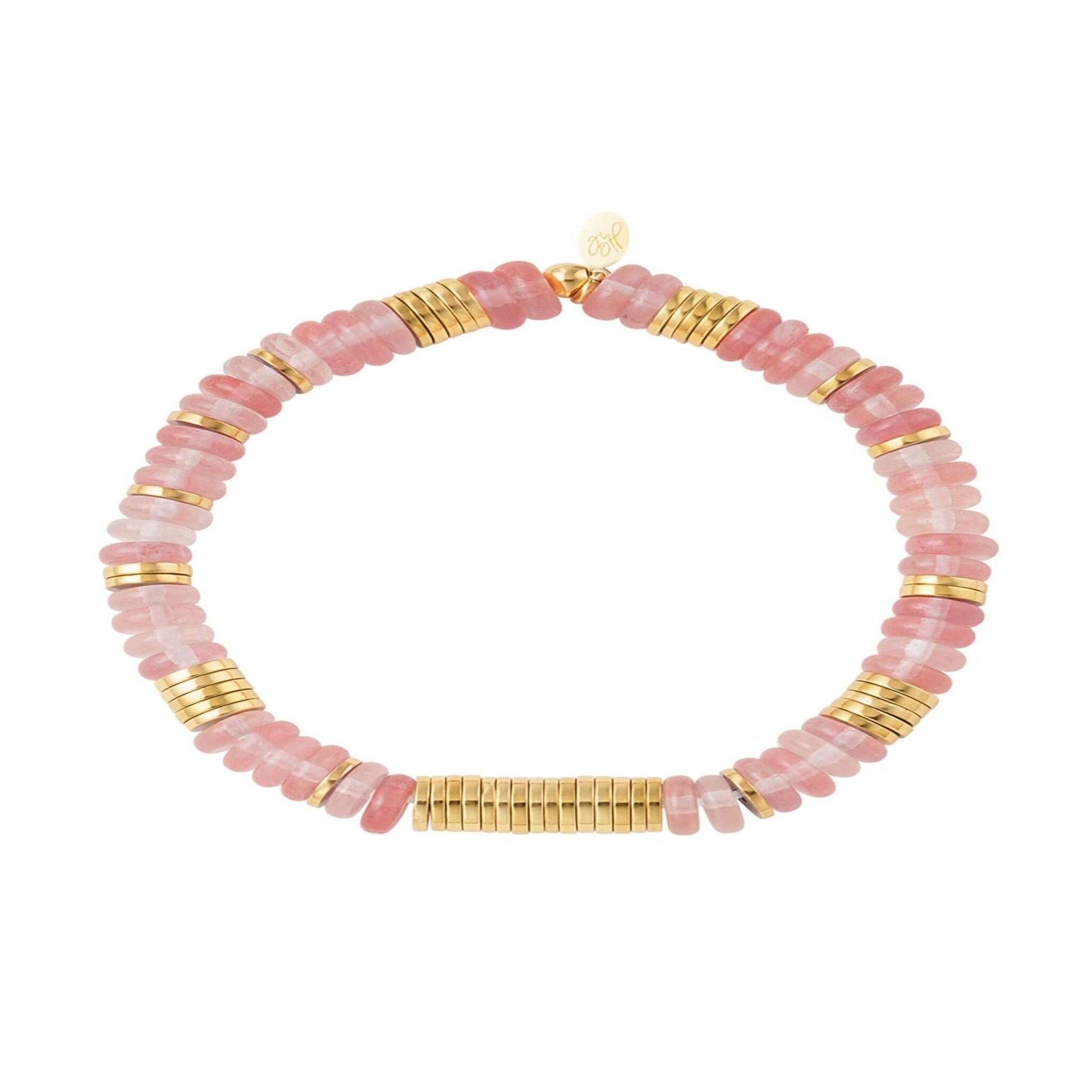 Armband Rosy | vergoldetes Armband mit rosafarbenen Perlen - MyMommyTools