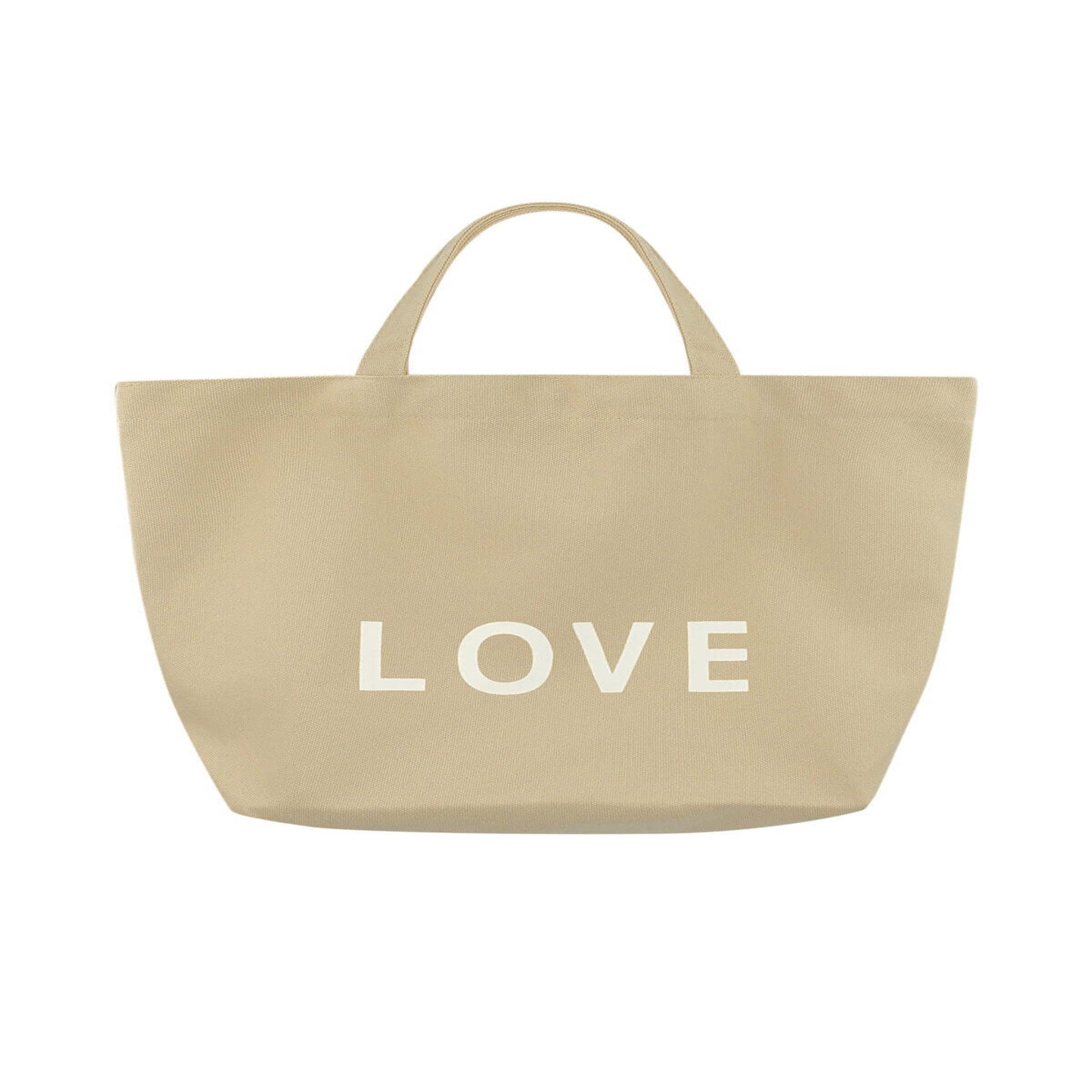 Modische Shopper-Tasche "Coco" in Beige mit "Love" Schriftzug, leicht und praktisch für den Alltag, mit zwei Tragevarianten