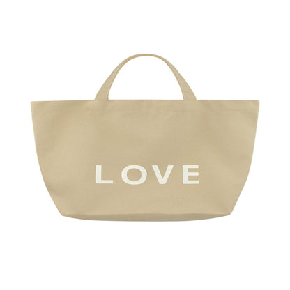 Modische Shopper-Tasche "Coco" in Beige mit "Love" Schriftzug, leicht und praktisch für den Alltag, mit zwei Tragevarianten