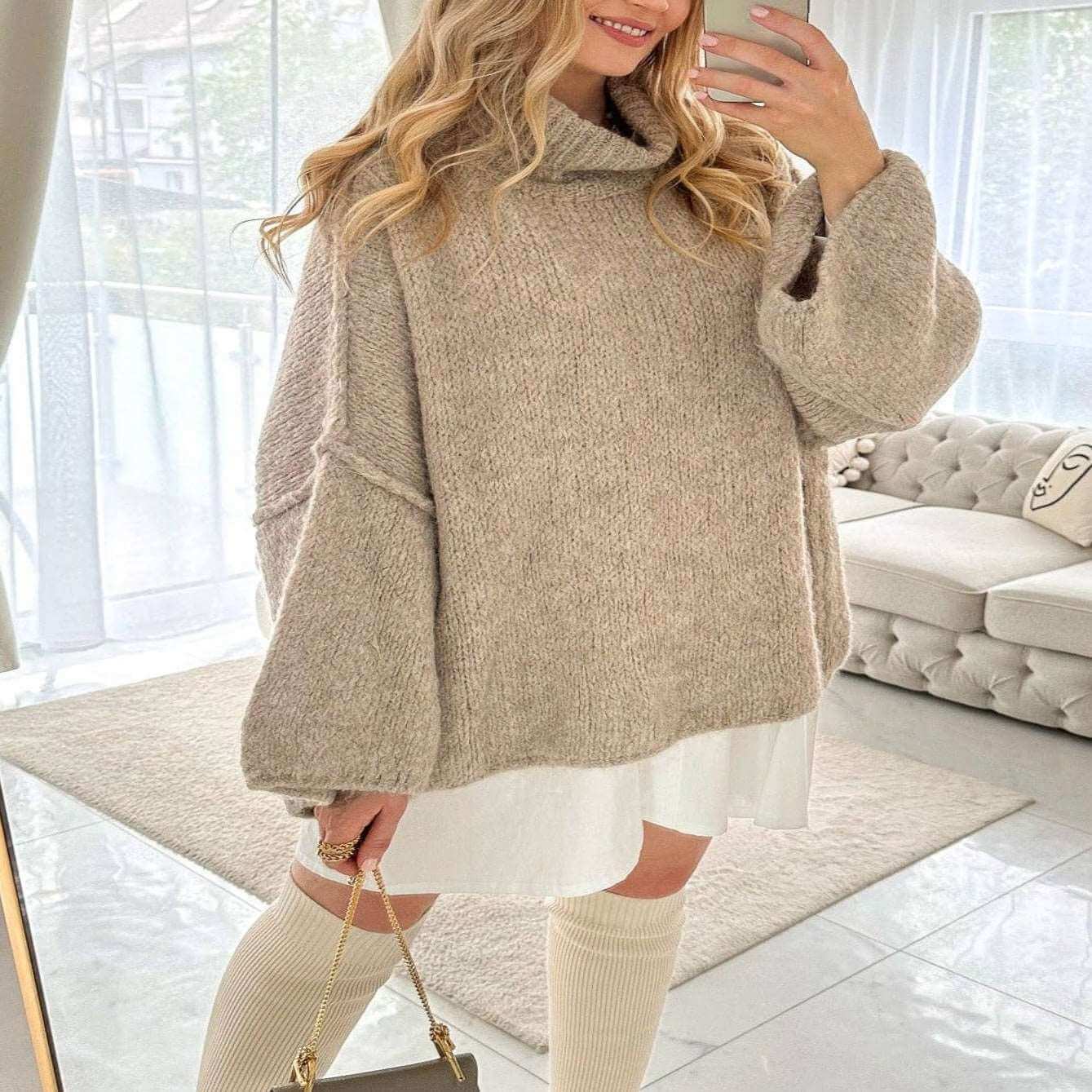 Oversized Pullover Camilla | trendiger & warmer Rollkragen Pullover - MyMommyTools